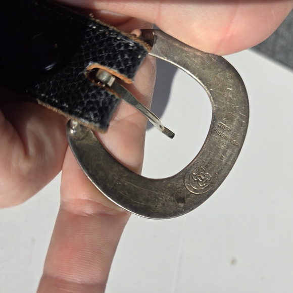 Sterling Silver & Snake Belt Size 38 Karung Herb Ltd Vtg Black Western Made USA - Picture 5 of 16